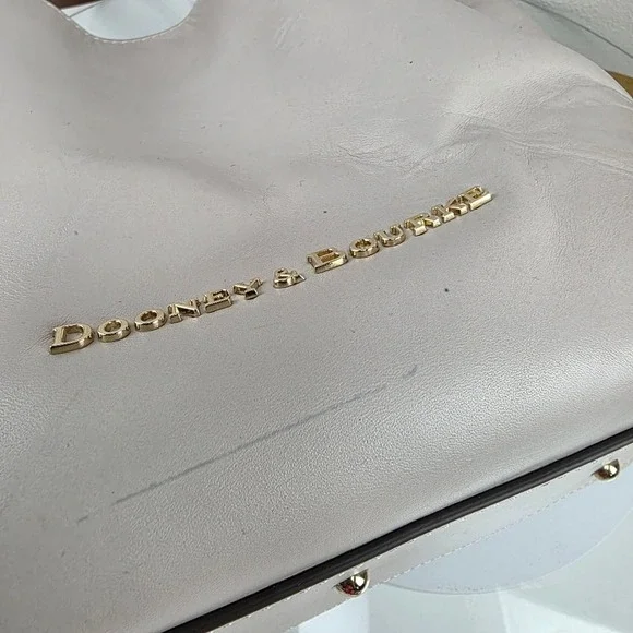 Dooney Bourke Small Barlow Flynn Tote Bag Leather Gray White Tan - Picture 11 of 15